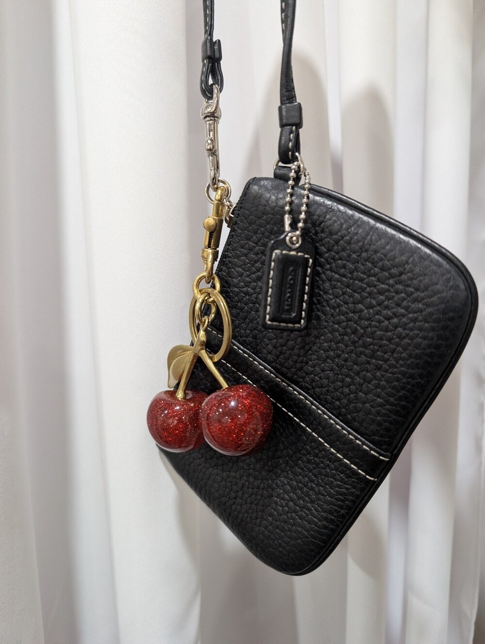 Coach Black Pebbled Leather Crossbody Wristlet